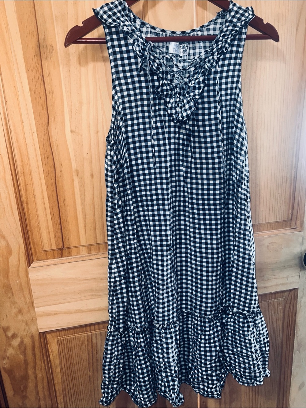 Time and Tru Black and White Gingham Ruffle Sundress